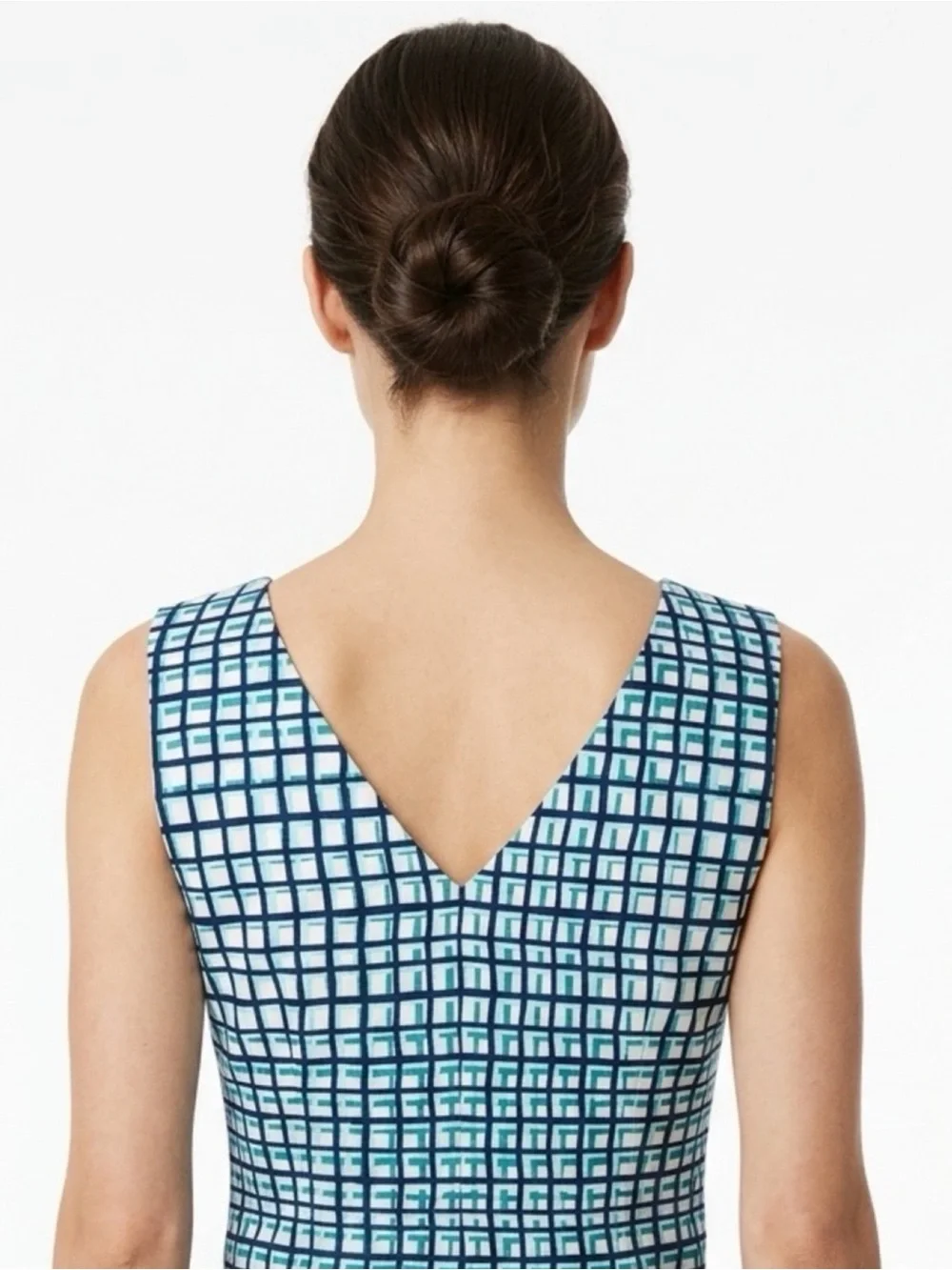 Kate Spade Tatiana Peplum Top XS Breezeblock Geometric Blue Chic Preppy Mod